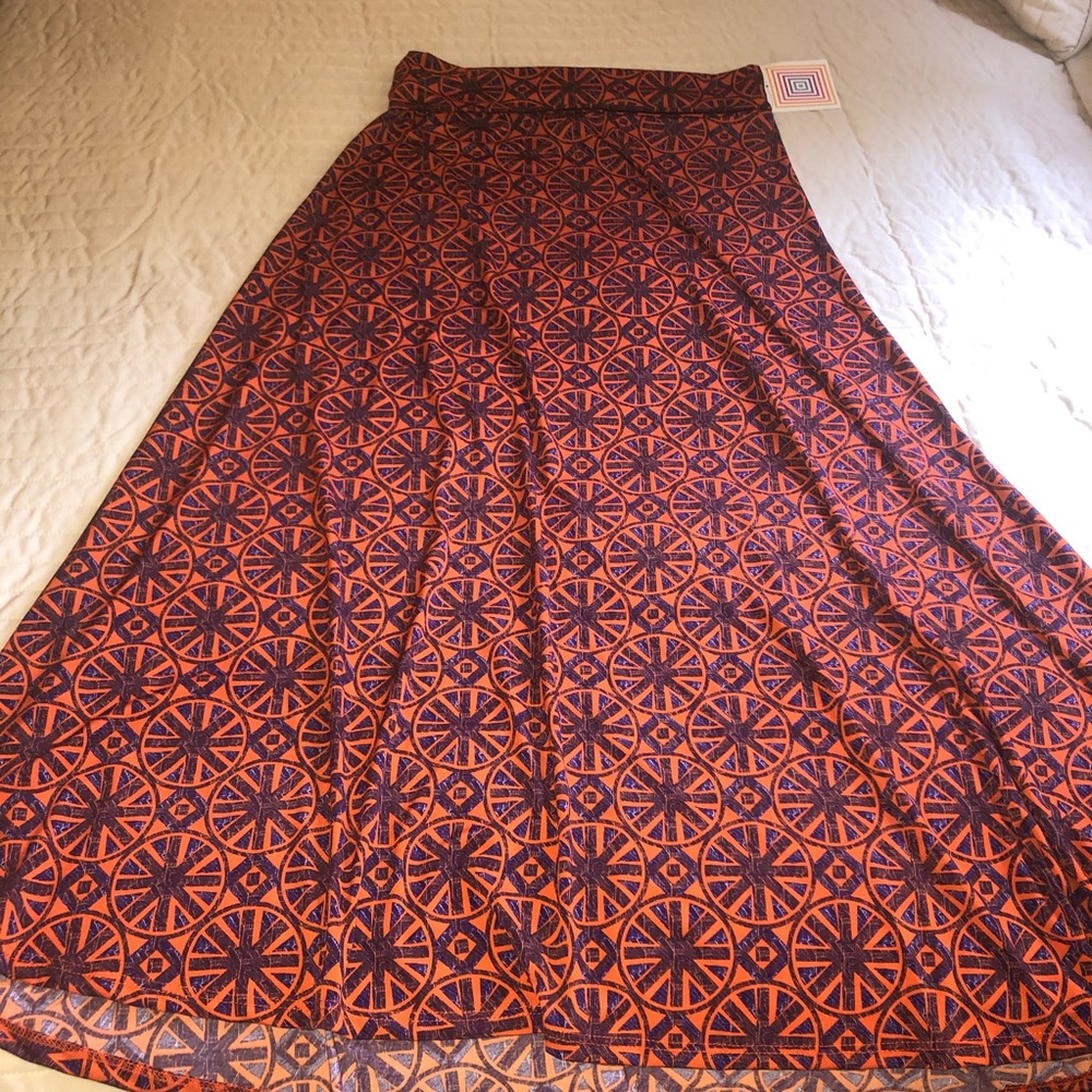 New with tags, LuLaRoe printed maxi skirt.